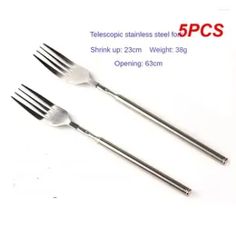 Forks 5PCS Extendable Fork Stainless Steel Western Style Dinner Fruit Dessert Long Cutlery Kitchen