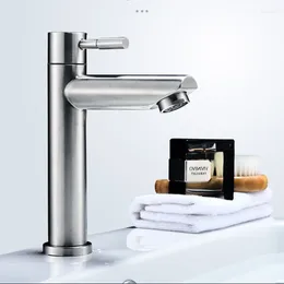 Bathroom Sink Faucets 304Stainless Steel Single Cold Basin Faucet Brushed Washbasin Hole And Water Hardware