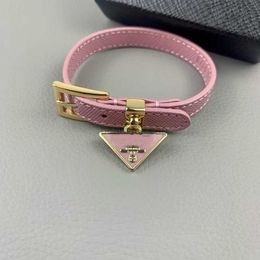 12A Mirror Quality Designer bracelet women Bangle family inverted triangle logo cowhide Bracelet new fashion ins simple Adjustable Bracelet hand ornament women 77