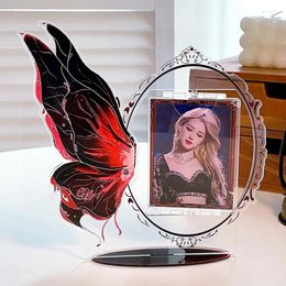 Frames Butterfly Acrylic Pocard Holder Creative Wing Po Frame Rotatable Idol Star Display Stand Kawaii Desktop Ornament