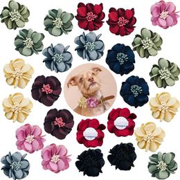 Dog Apparel 10PCS Big Flower Bows Collar Pets Exquisite Slidable Bow Tie Accessories Grooming For Bowties Supplies