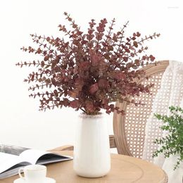 Decorative Flowers Simulation Flower Plastic Eucalyptus Branch Leaves Green Plant Restaurant Decor Artificial Plants Study Decoration