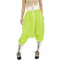 Women's Pants High Waist Vinyl PVC Leather Wide Leg Glossy Faux Latex Loose Harem Unisex Club Show Bloomers Party Exotic Trousers