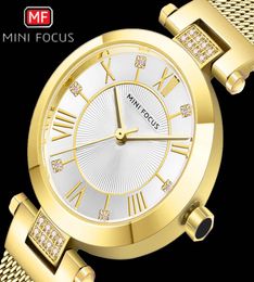 2020 NEW Simple Quartz Waterproof Diamond Ladies Watch Dress Gold Full Mental Mesh Watchband Top Luxury Gift for Women Relogio7123557