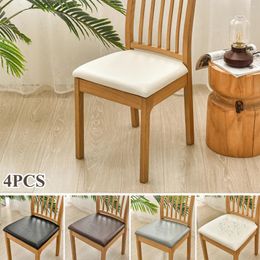 Chair Covers Seat Cover PU Leather Square Cushion Waterproof Dining Slipcover Removable Room