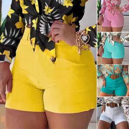 Women's Shorts Office Lady High Waist Solid Color Back Zipper Skinny Pants Summer Women Bottoms Slim