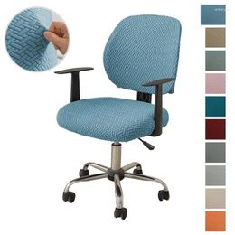 Chair Covers 2-piece Split Office Elastic Jacquard Computer Cover Universal Solid Colour Gaming Seat Housse De Chaise