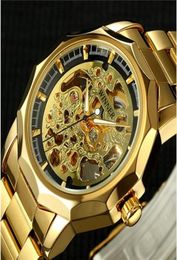 2021 Winner Men Golden Watches Male Business Military Skeleton Wristwatches Automatic Mechanical Watches Steel relogio masculino5986883