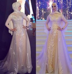 Gorgeous Muslim High Neck A Line Evening Dresses 2020 Middle East Arabic Long Sleeves Embroidery Prom Dress8537098