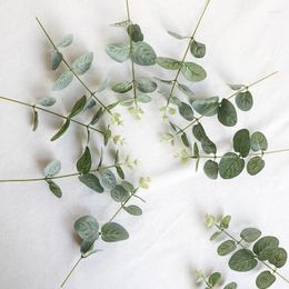 Decorative Flowers 20pcs/set Artificial Branch 30.7cm Green Leaves White Flower Vine Decor Xmas Tree Year Thanksgiving Dinner Wedding