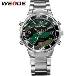WEIDE Mens Sports Army Stopwatch Steel Strap Quartz Military LED Alarm Luminous Analog Digital Wristwatches relogios masculino6215012
