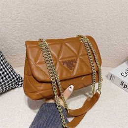 Designer womens handbag Cheap Stores 90% Off chain version solid color soft leather rhombic lattice embroidered thread Bag Fashion single shoulder bag