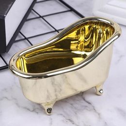 Storage Boxes Mini Bathtub Soap Jewelry Box Makeup Organizer Container Desktop Sundry Case Gold Silver Sundries