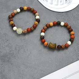 Strand Sandalwood Multi Treasure Bead Bracelet Beaded Six Character Proverbs Hand Decoration Ancient Style Zen Recitation