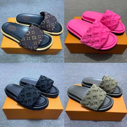 Sandals Designer Pool Pillow Sandals Couples Slippers Men Women Summer Flat Shoes Fashion Beach Slippers Slides with Box 35-46 wedges famous