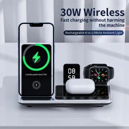 Chargers 2020 4 in1 Fast Charging Wireless Charger Dock Portable Stand For Apple Watch iPhone 8 X AirPods Pro 2 3 Adapter Foldable Holder