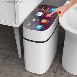 Waste Bins Automatic Intelligent Smart Trash Can Sensor Kitchen Trash Bin with Lid Household Bedroom Bathroom Narrow Waste Garbage Bin L46