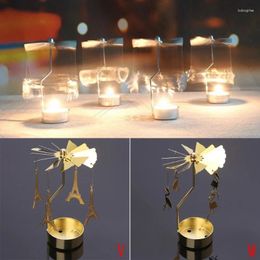 Candle Holders Rotary Holder Metal Spinning Tea Lights Romantic Candlestick Ornament For Wedding Party Christmas Festival Decor Y5GB