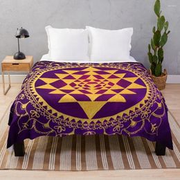 Blankets Sacred Geometry Sri Yantra Throw Blanket Decorative Bed Warm Winter Hairy