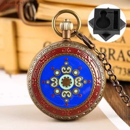Pocket Watches Tourbillon mechanical mens pocket luxury brass antique pendant pocket clock Roman digital dial self winding chronograph L240402