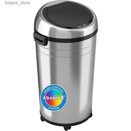 Waste Bins 23 Gallon Commercial Size Touchless Trash Can With AbsorbX Odor Control System Bin Stainless Steel Dustbin Household Cleaning L46