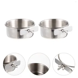 Other Bird Supplies 2 Sets The Parrot Bowl Animal Ferret Cage Accessories Stainless Steel Feed Cup