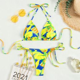 Women's Swimwear Sexy Push Up Bikini Set Swimsuit Fashion Print Low-Waist For Female Two Pieces Beachwear 2024 Bathing Suit