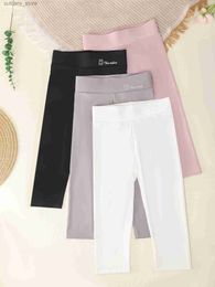 Trousers 4 pieces for girls Fashion casual summer rabbit broidered ice cotton ggings capri pants L46