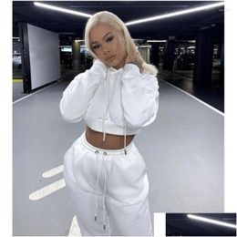 Women'S Tracksuits Womens Fashion Two Piece Sets Women Tracksuit Oversized Suit Autumn Trouser Suits Female Sweatshirt Solid Sports H Dhdzh