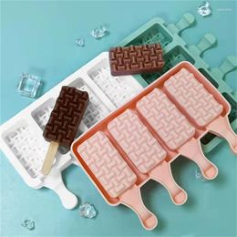 Baking Moulds 4 Hole Silicone Ice Cream Mould Cube Tray Chocolate Popsicle Moulds DIY Dessert Homemade Tools Reusable