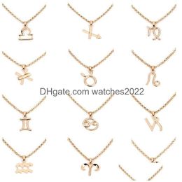 Pendant Necklaces Zodiac Necklace Womens Constellations Statement Celestial Keepsake Virgo Taurus Leo Gemini Jewelry Gift Sier Gold Dr Dhbwu