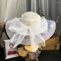 Berets Hepburn Style British Retro Elegant Mesh Flower Top Hat Po Travel Shooting