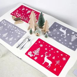 Table Cloth 2024 Christmas Cushion Creative Heat Insulation Non Slip Meal PVC Printing 6 Mats Coasters