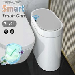 Waste Bins Smart Trash Can Narrow 7/9L Waterpoof Bathroom Toilet Garbage Bin Kitchen Baskets Dustbin Automatic Sensor Trash Can Wastebasket L46
