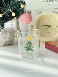 Wine Glasses Mushrooms Garden Handmade Three-dimensional Christmas Tree Transparent Glass Mug Creative Gift High Value Coffee