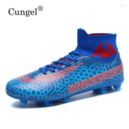 American Football Shoes Men Soccer Professional Unisex Ankle Boots Cleats Grass Training Match Sneakers Futsal Non Slip Soft