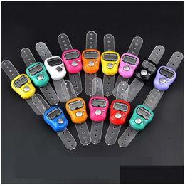 Counters Wholesale Ship 200Pcs Mini Hand Hold Band Tally Counter Lcd Digital Sn Finger Ring Electronic Head Count Tasbeeh Tasbih Drop Dhzrk