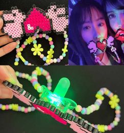 Other Event Party Supplies LED Pacifier Electric Syllab Music Festival Rave luminous Kandi Necklace soft head bouncing pacifier ni7210234