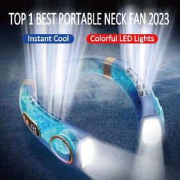 Mini Hanging Neck Fan Digital Display Air Cooler Bladeless Neck Fan Rechargeable Portable Air Conditioner Neck Ventillator 240403