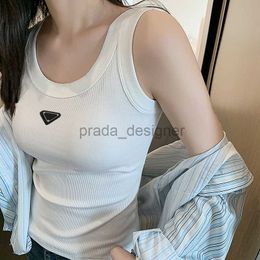 Womens tank top vest knit Regular Cropped Cotton Jersey Stylish knit vest Femme Knits Tees Designer Knitted Sport Breathable Yoga Vest Tops One size BB5362