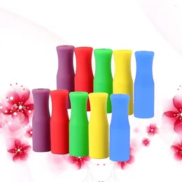 Disposable Cups Straws 25 PCS Stainless Steel Cover Plastic Tips Covers Metal Multicolor Silicone Reusable