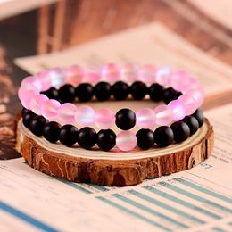 Strand Couples Distance Set Bracelet Natural Stone Crystal Colorful Beads Friendship Lovers Jewelry Gift