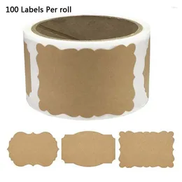Gift Wrap 100 Pcs/Roll Blank Kraft Paper Labels Sticker Tags Decoration For Jam Jars