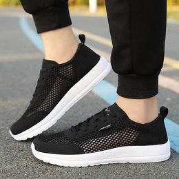 Casual Shoes Autumn Men Sports Fashionable Hollow Out Mesh Footwear Breathable Lace Up Sneakers Soft Sole Tourist Trekking Sneaker