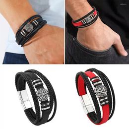 Link Bracelets Fashion Trendy Men Leather All-match Multi-layer Braided Scripture Compass Jewellery