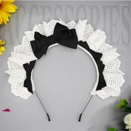 Party Supplies Japanese Lolita Ruffled Lace Sweet Bowknot Gothic French Maid Headband Anime Cosplay Costume Hair Band C1020