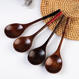 Spoons Japanese-style Household Soup Spoon Long Handle Round Mouth Nanmu Material Fine Craftsmanship Grade Safety And Health Hand