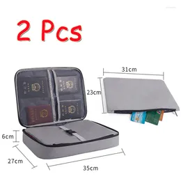 Storage Bags 2 Pcs Document Bag Portable File Office Passport Credit Organizer Travel Briefcase Wallet Certificate Home Handbag Women