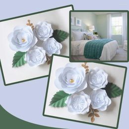 Party Decoration DIY Giant Paper Flowers Backdrop Flores Artificiales 4PCS Artificial Leaves Wedding & Deco Home White