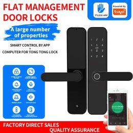 Lock Tuya Wifi TT LOCK Electronic Smart Door Lock With Biometric Fingerprint / Smart Card / Password / Key Unlock/ USB Emergency Char